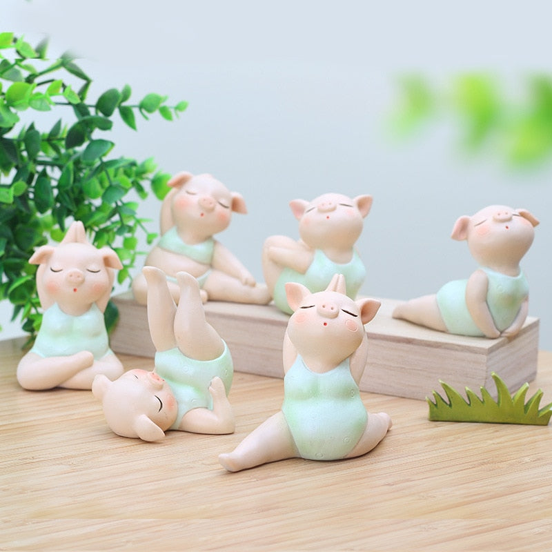 Mini Yoga Pig Girl Statue Décor Ornament - Lia's Room