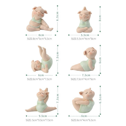 Mini Yoga Pig Girl Statue Décor Ornament - Lia's Room