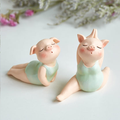 Mini Yoga Pig Girl Statue Décor Ornament - Lia's Room