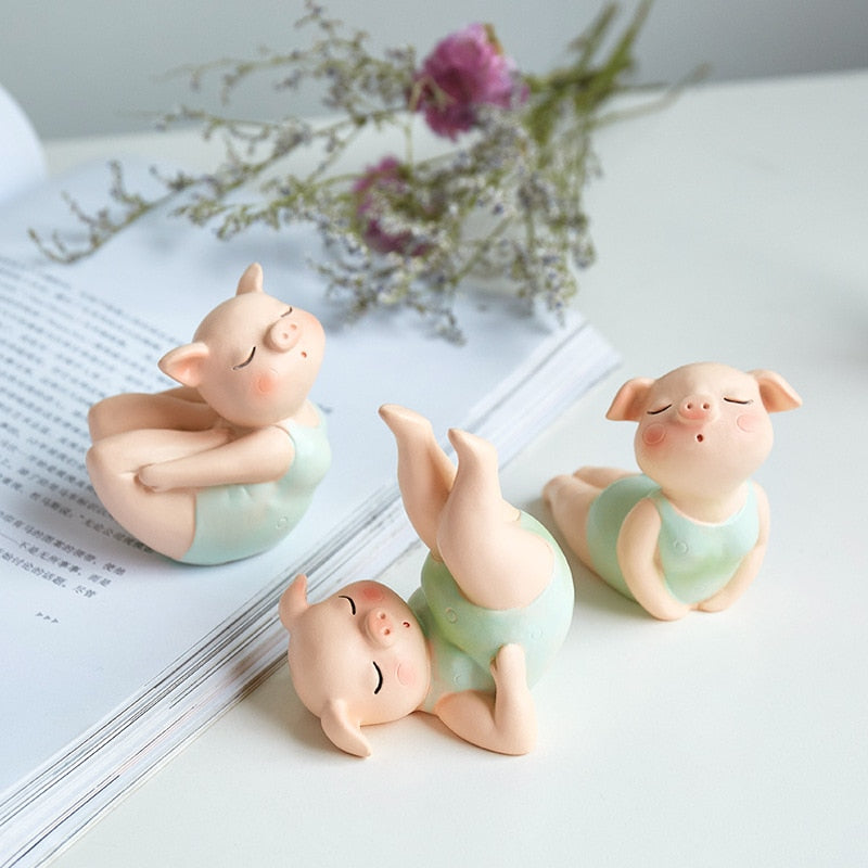 Mini Yoga Pig Girl Statue Décor Ornament - Lia's Room