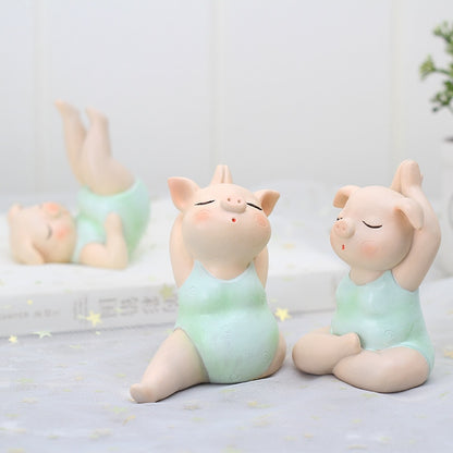 Mini Yoga Pig Girl Statue Décor Ornament - Lia's Room