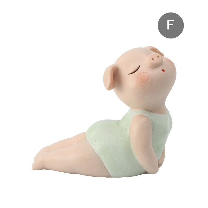 Mini Yoga Pig Girl Statue Décor Ornament - Lia's Room