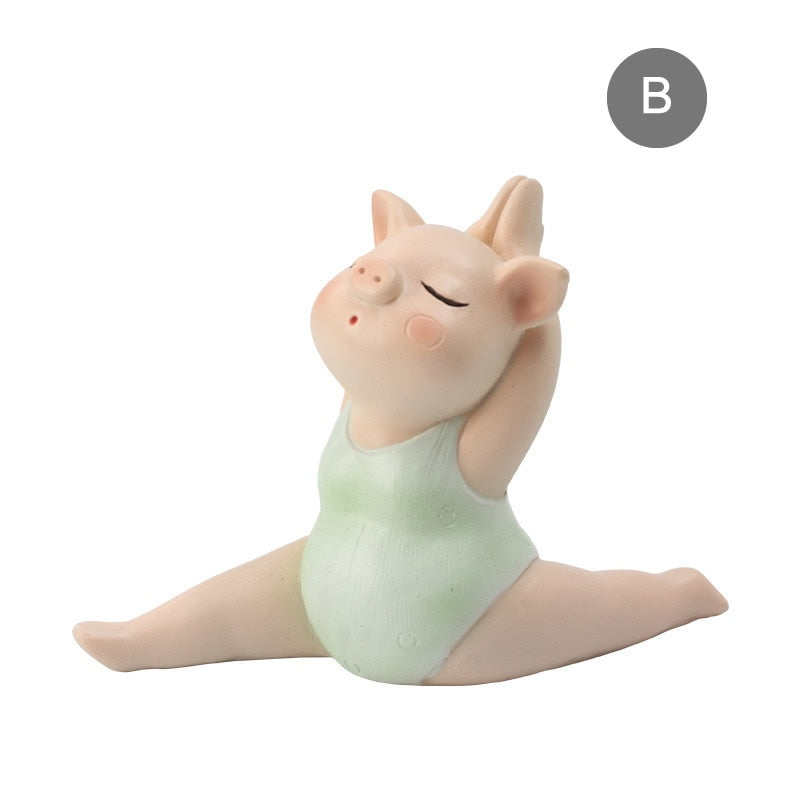 Mini Yoga Pig Girl Statue Décor Ornament - Lia's Room