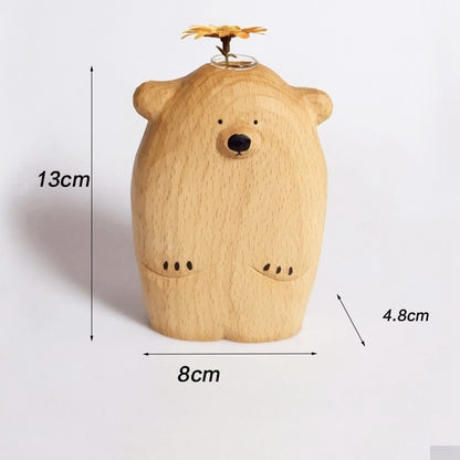 Bear-y Cute: Wood Carving Bear with Flower Vase - Lia's Room