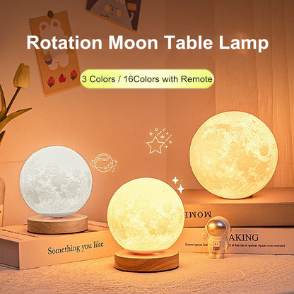 3D Rotating Moon Lamp - Lia's Room