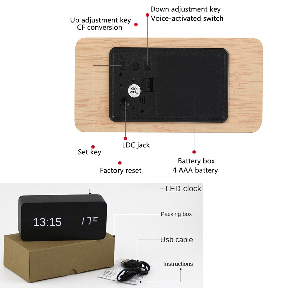 Timeless LED Wooden Alarm Clock - Lia's Room