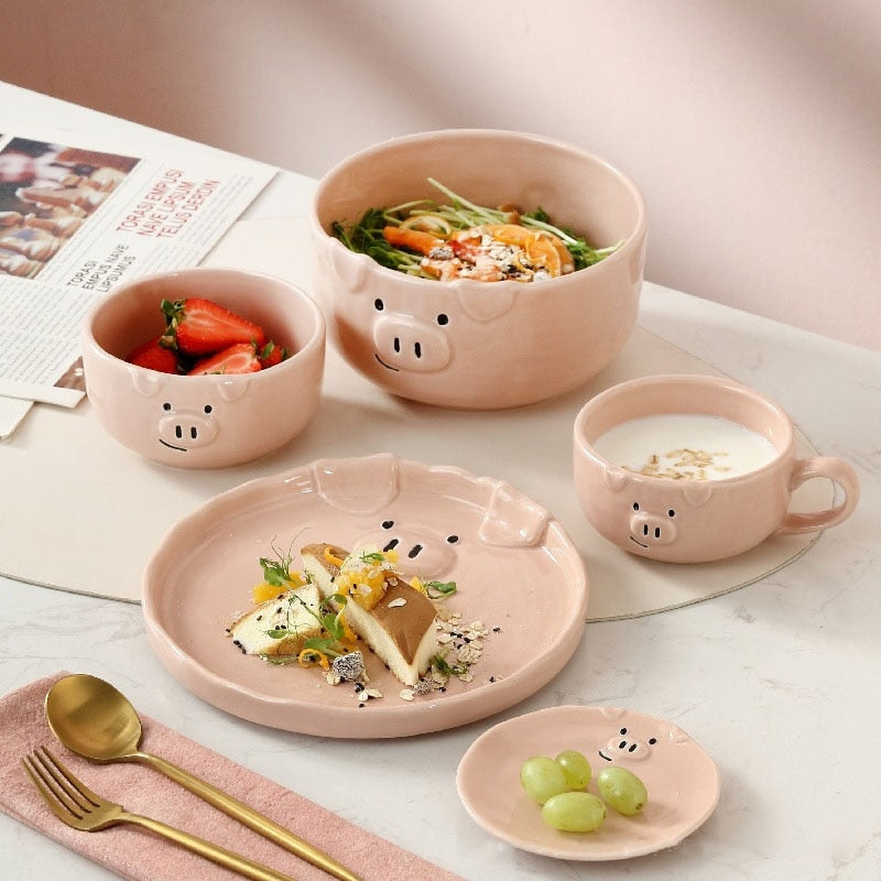 Cute Ceramic Bowl Pig Collection - Lia's Room