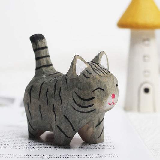 Handmade Wood Carving Kitten - Lia's Room