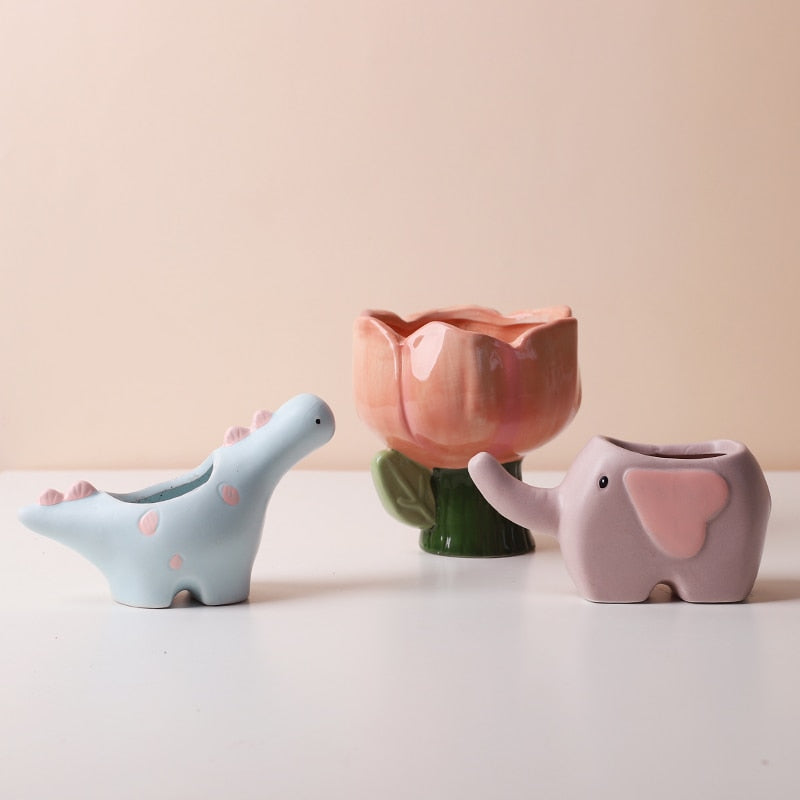 Flower Mini Elephant Pot and Dinosaur Plant Pot - Lia's Room