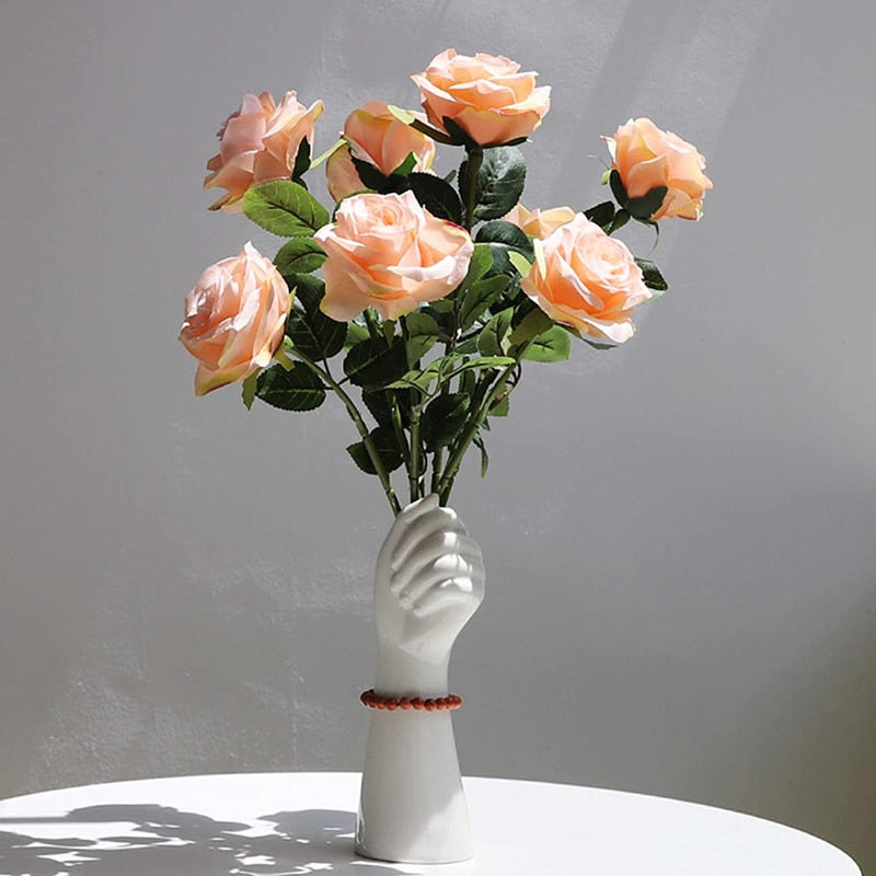 Raised Hand Ceramic Vase: A Touch of Elegance - Lia's Room