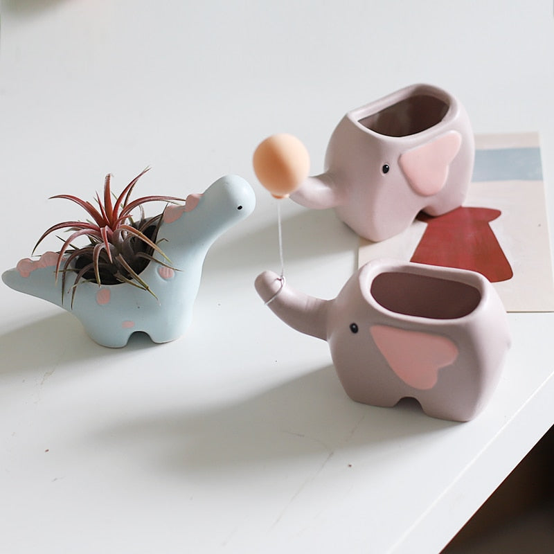 Flower Mini Elephant Pot and Dinosaur Plant Pot - Lia's Room