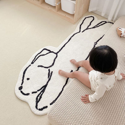 Cartoon White Bedside Rug - Lia's Room