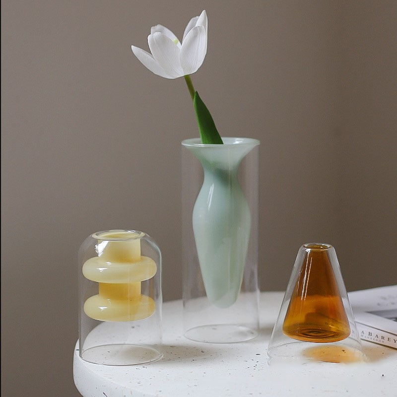Modern Double Glass Plant Vase - Lia's Room