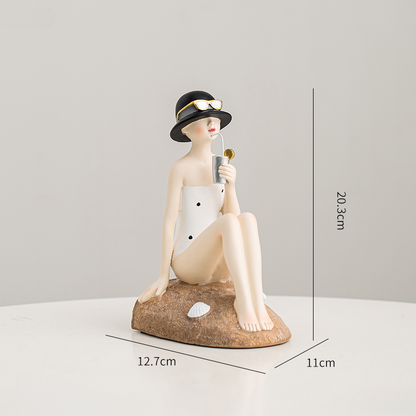 Beach Girl Bookends - dimensions white