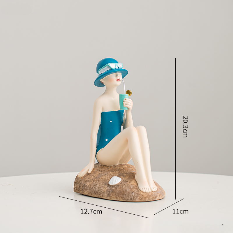 Beach Girl Bookends - dimensions blue