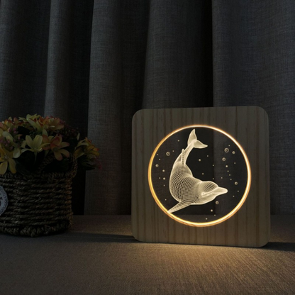 Dolphin Bedside Wooden Lamp - Lia's Room