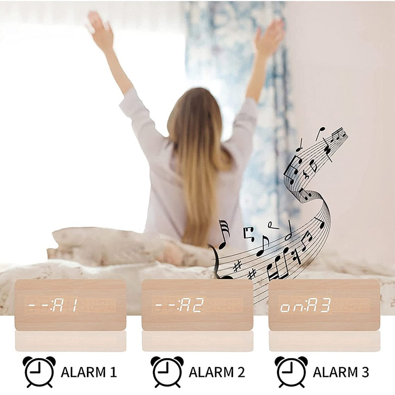 Timeless LED Wooden Alarm Clock - Lia's Room