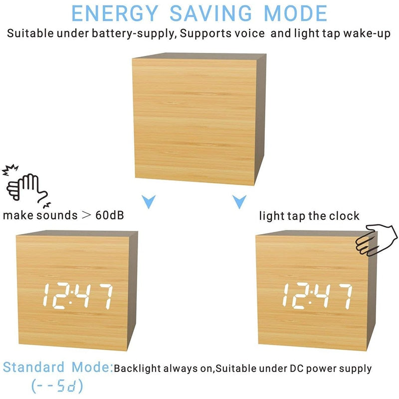 Timeless LED Wooden Alarm Clock - Lia's Room